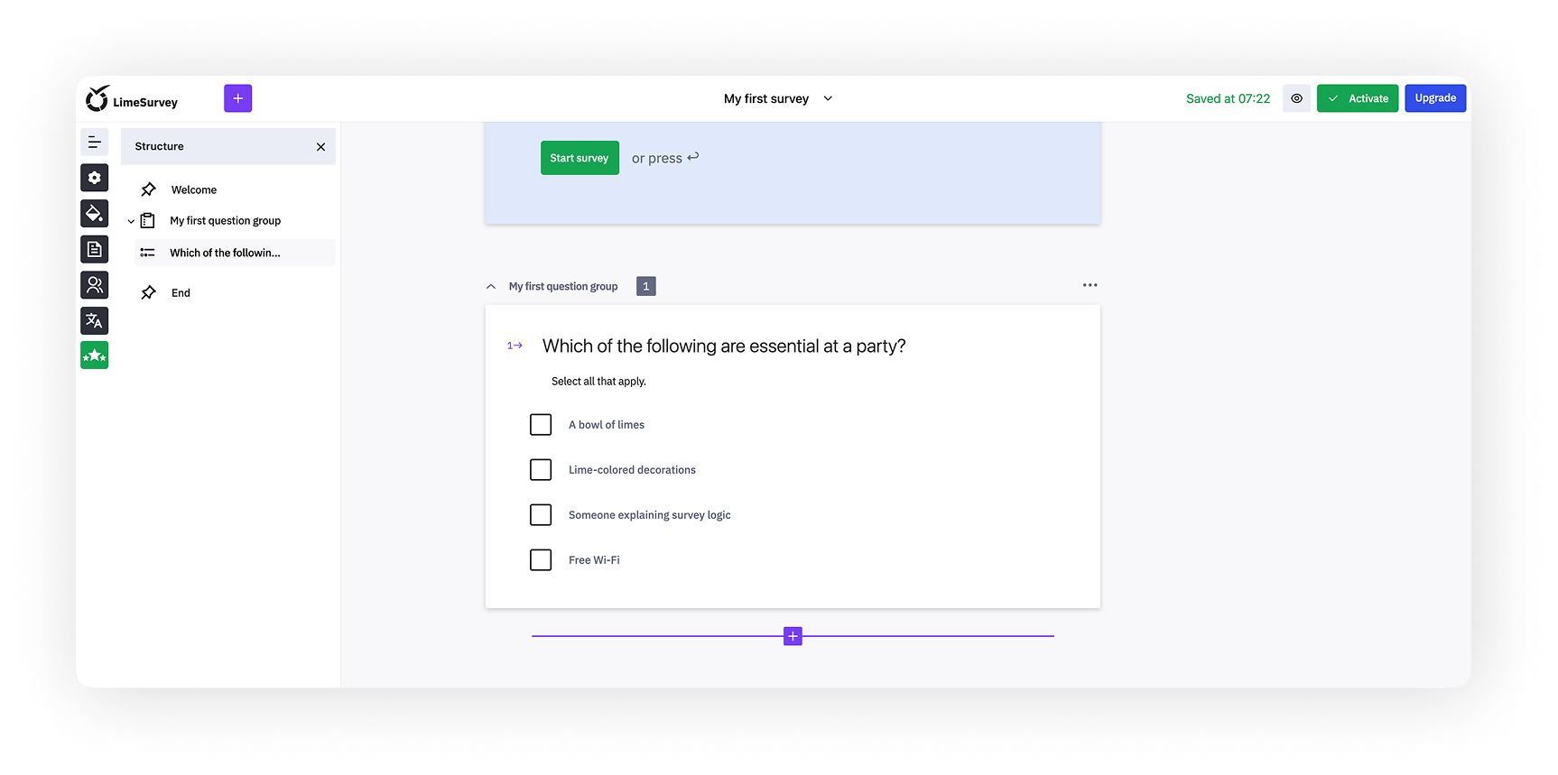 Question in preview mode